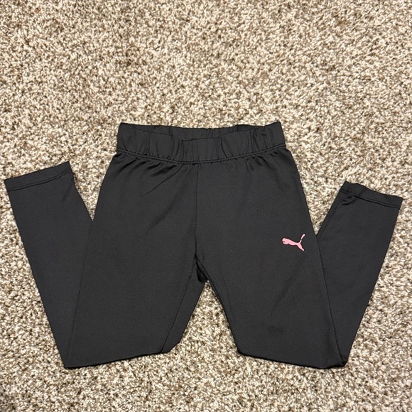Puma Kids Leggings in Black with Pink Accent - Picture 1 of 5